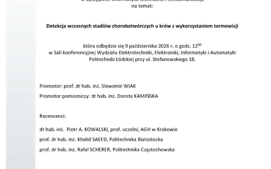Zawiadomienie o obronie rozprawy doktorskiej