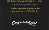 Dyplom dla dr inż. Krzysztofa Smółki