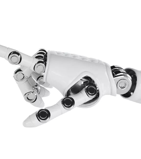 Ramię robota wskazujące na białym tle - pl.depositphotos.com